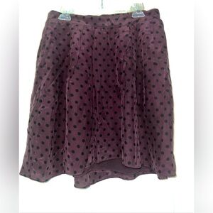 Madewell Skirt Small Silk Skirt Mini Plum Black Polka Dot Lined Stretch Waist